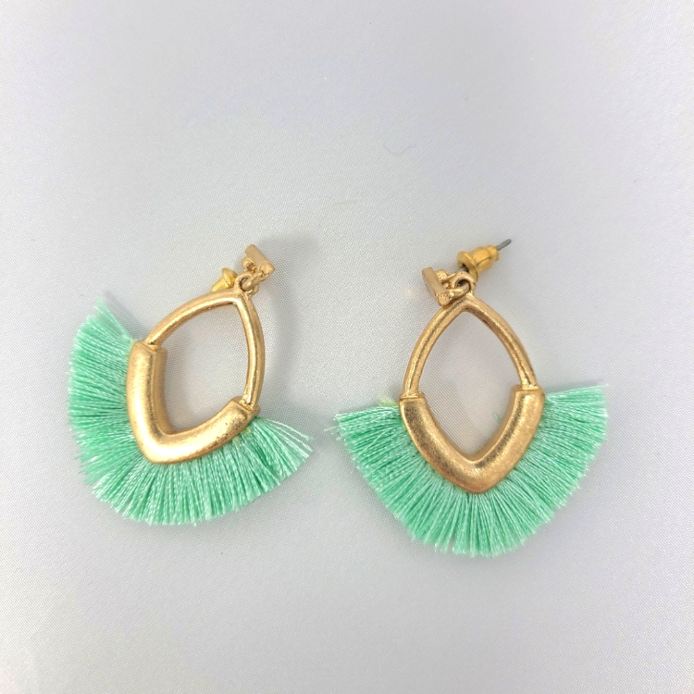 NWT Brushed Gold and Green Earrings